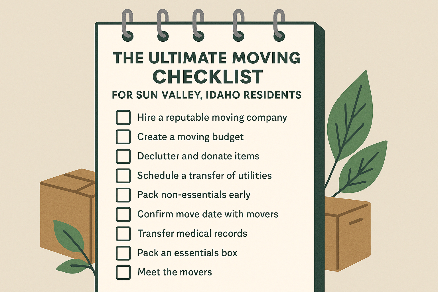 Sun Valley moving checklist | Idaho relocation guide | local move planning | move to Sun Valley tips | moving day checklist