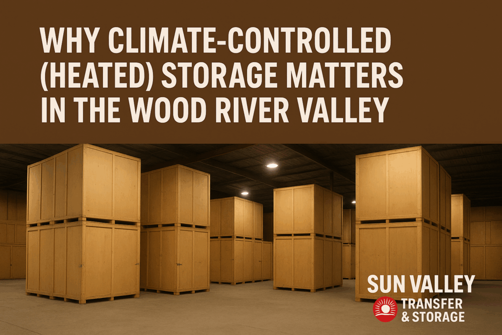 climate-controlled storage Wood River Valley | heated warehouse storage Idaho | protect valuables cold weather | secure stackable vaults | Sun Valley Transfer & Storage