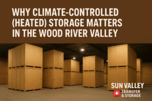 climate-controlled storage Wood River Valley | heated warehouse storage Idaho | protect valuables cold weather | secure stackable vaults | Sun Valley Transfer & Storage