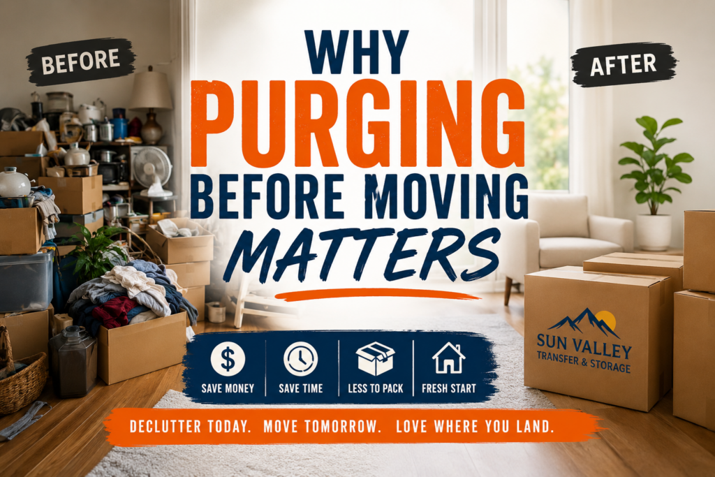 purge before moving | declutter moving tips | moving checklist | packing tips | Sun Valley movers | moving company Idaho | organize before moving | moving preparation