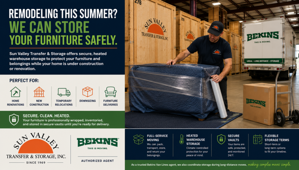 heated storage Sun Valley | furniture storage Hailey | storage Idaho | remodeling storage | Bekins storage | moving and storage | warehouse storage Sun Valley